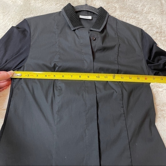 Akris Punto Top Button Down Shirt Black Mesh Collar & Cuffs Size 8 - Picture 12 of 13